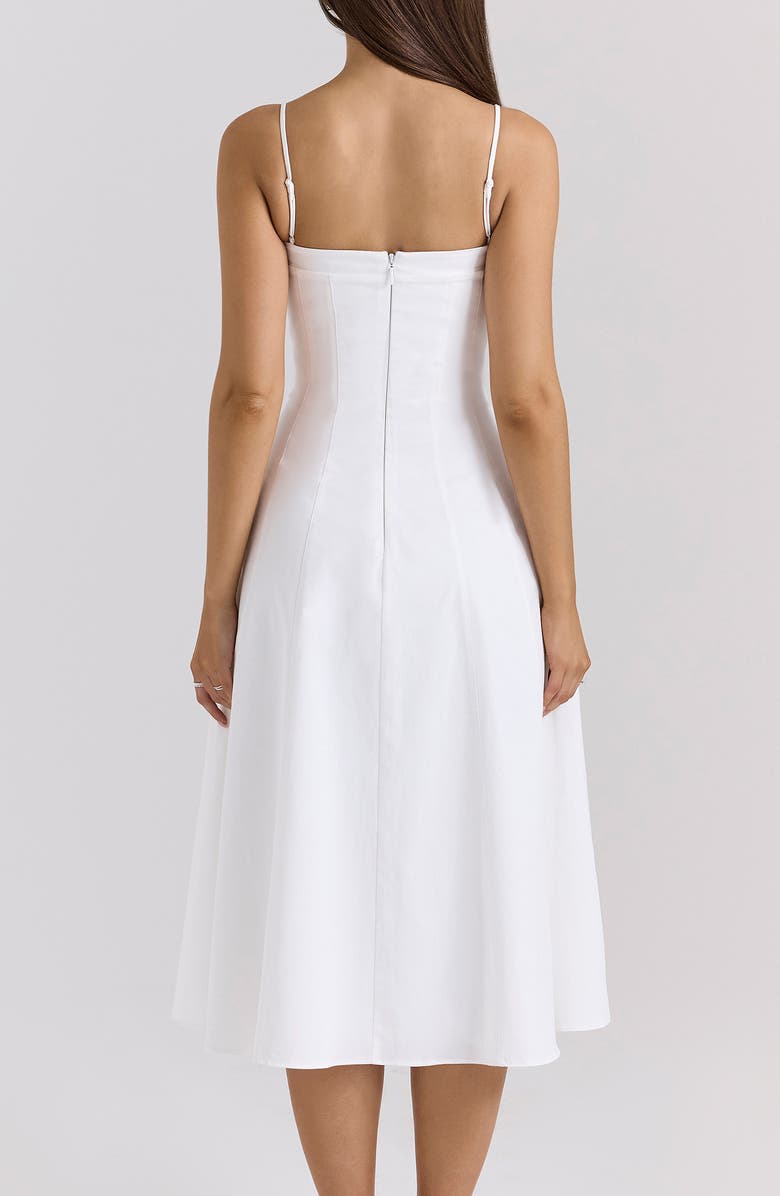 HOUSE OF CB Dolly Seamed Stretch Cotton Twill Midi Sundress, Alternate, color, Cloud Dancer