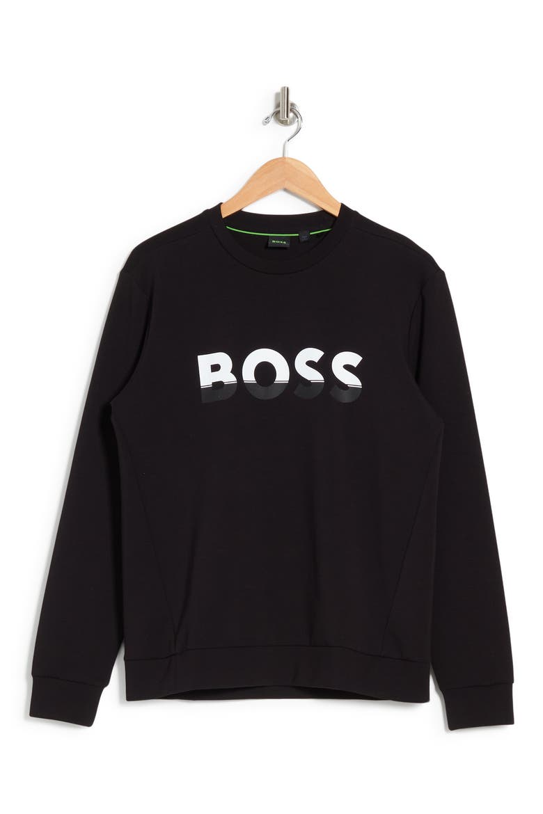 Salbo Logo Crewneck Sweater, Alternate, color, BLACK