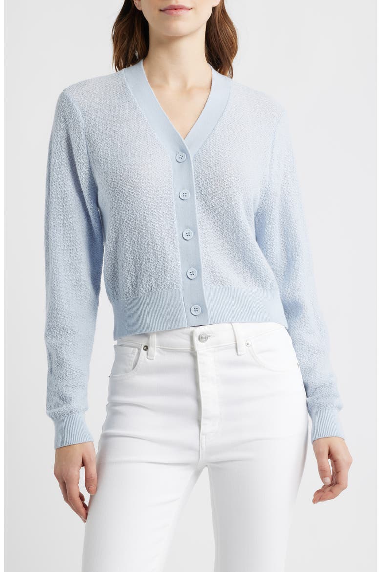 The Lightweight Stretch Wool Blend Cardigan, Main, color, SKY BLUE