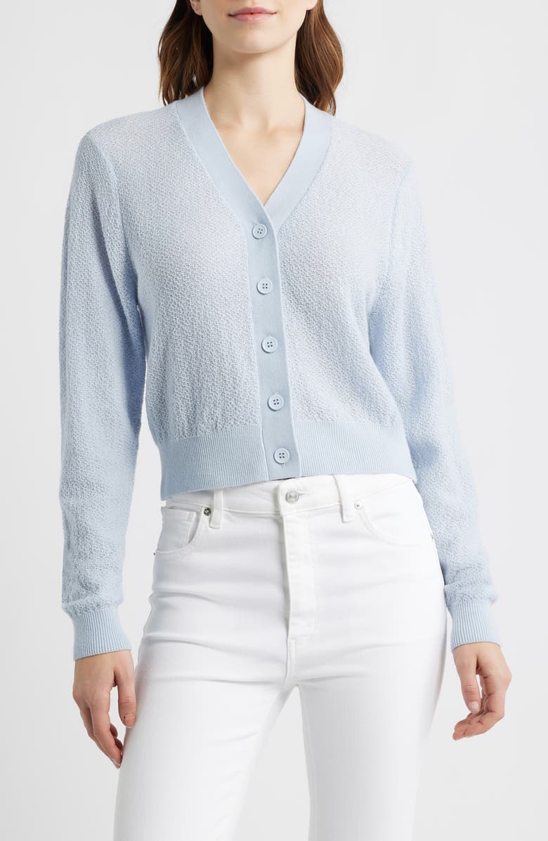 FRAME The Lightweight Stretch Wool Blend Cardigan, Main, color, Sky Blue