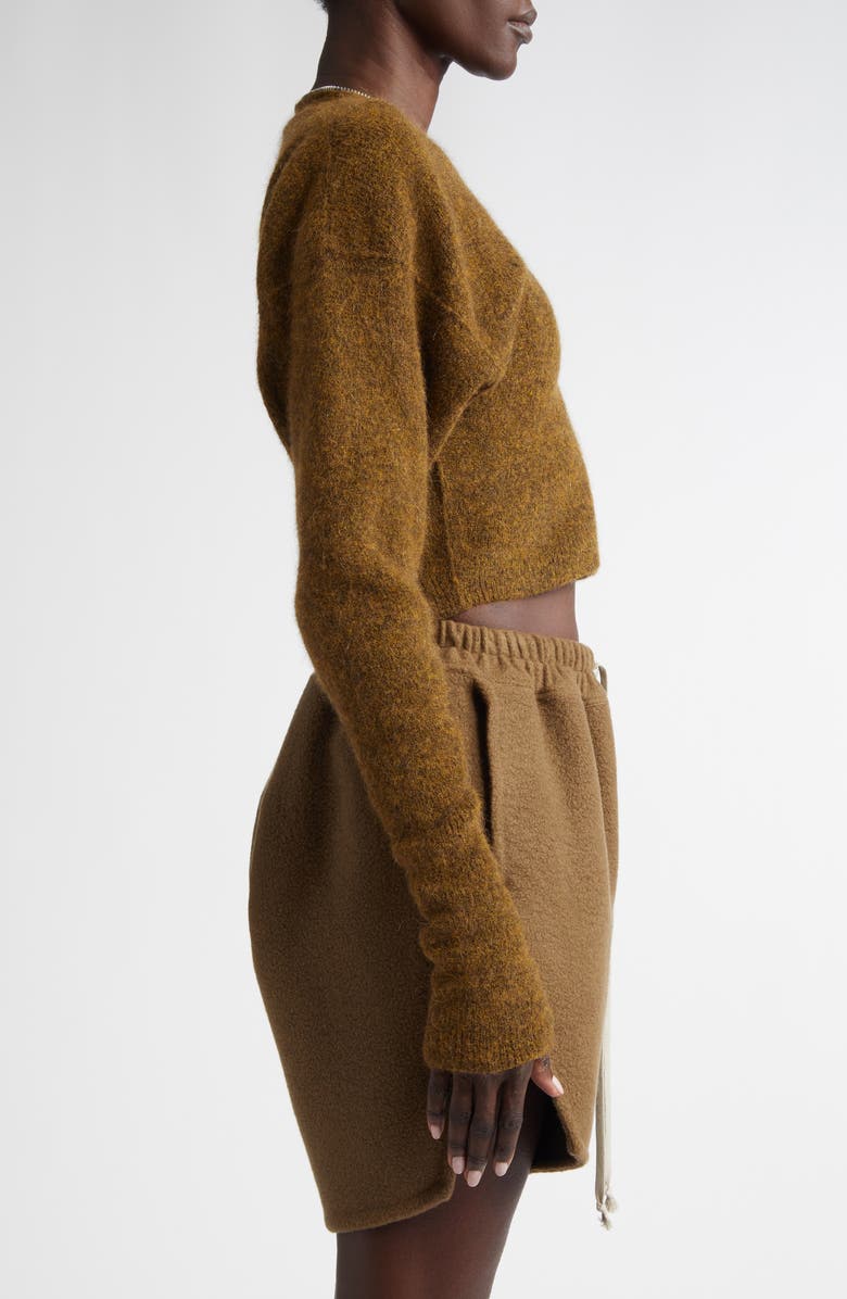 Rick Owens Zip Detail Crop Alpaca Blend Cardigan, Alternate, color, Honey