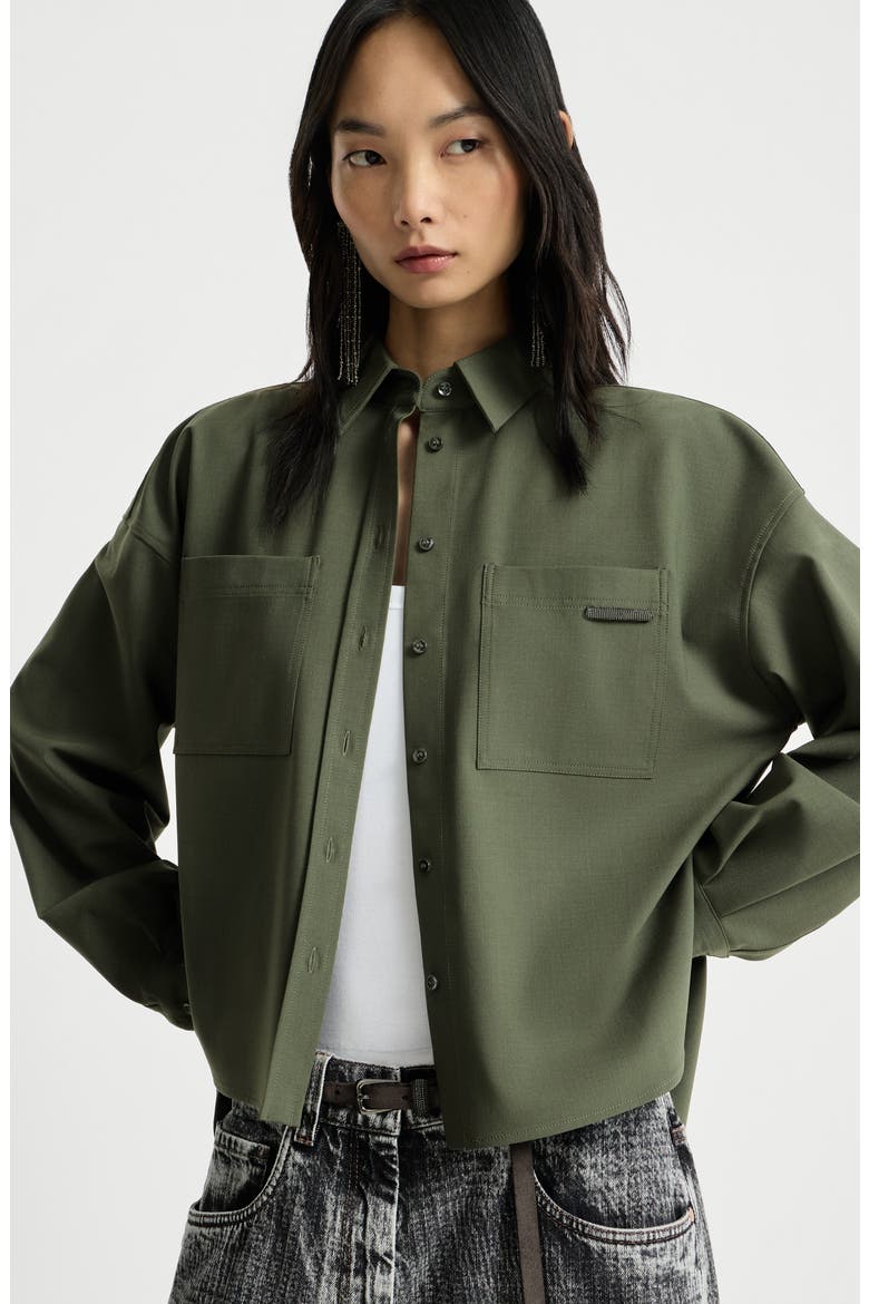 Tropical luxury wool shirt with shiny tab, Alternate, color, Green