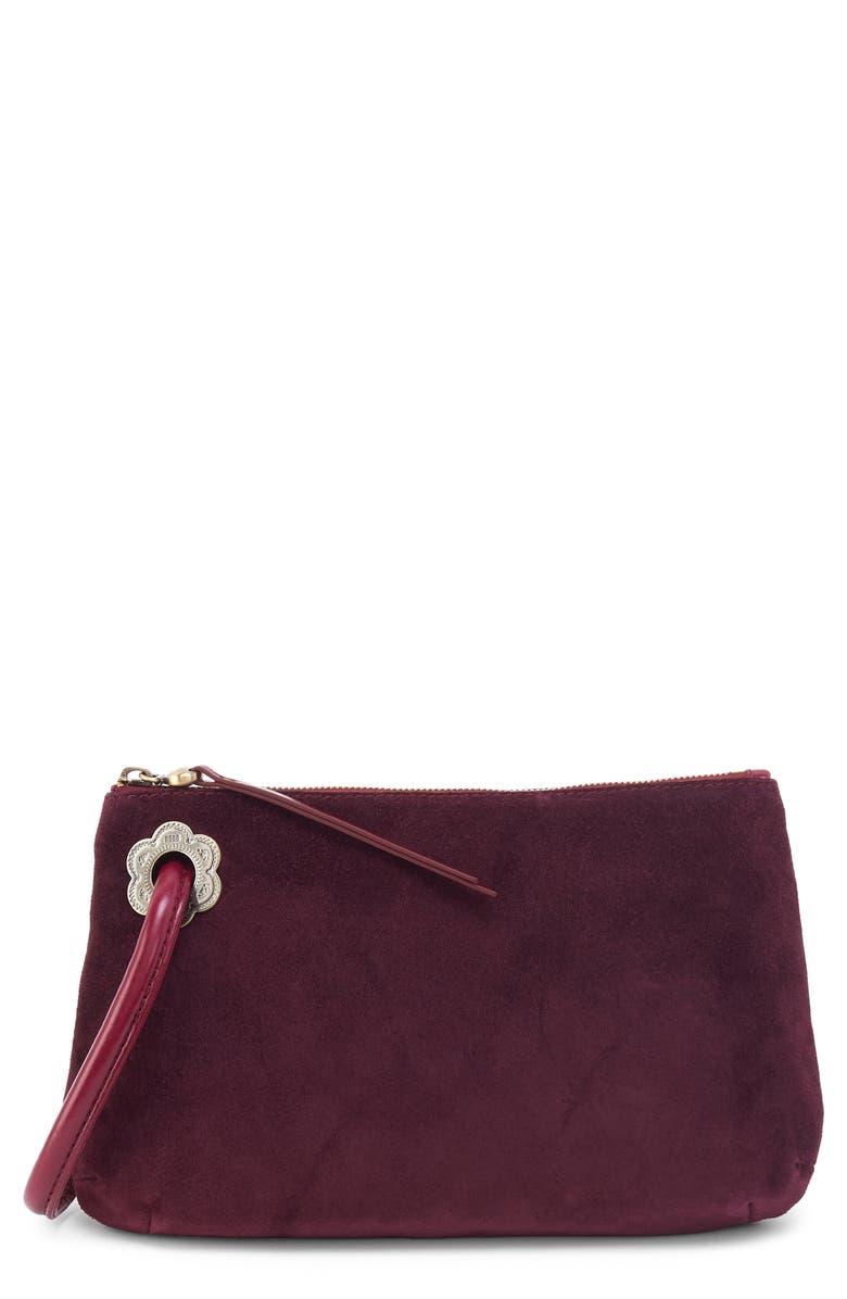 HOBO Daisy Daze Large Leather Wristlet, Main, color, Prairie Garnet