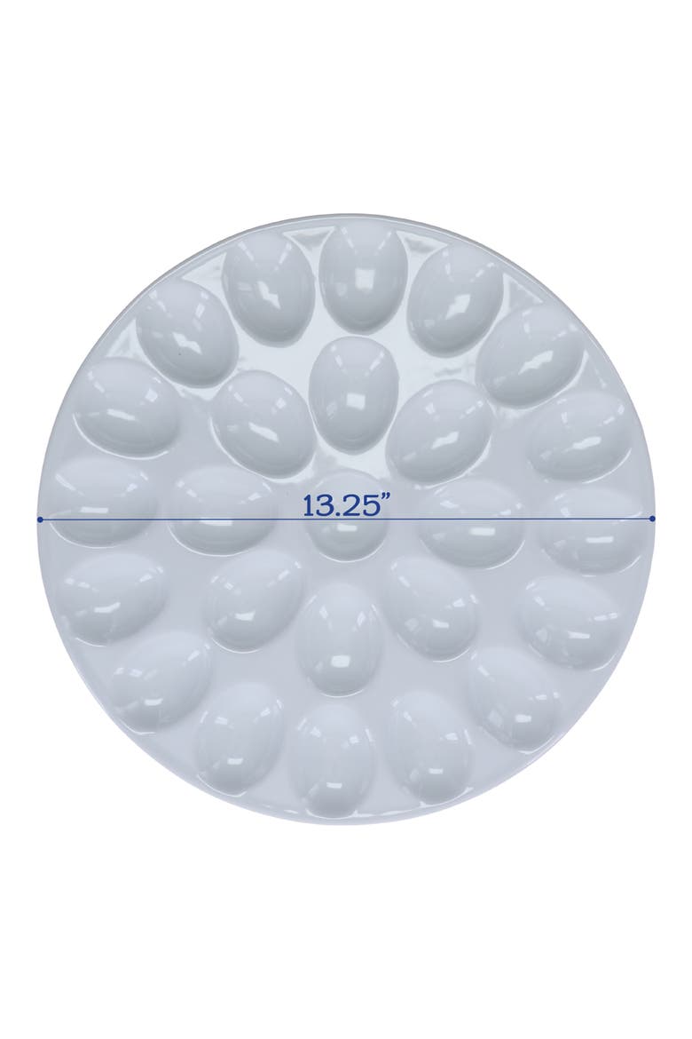 Set of 2 Round Egg Plates, Alternate, color, WHITE