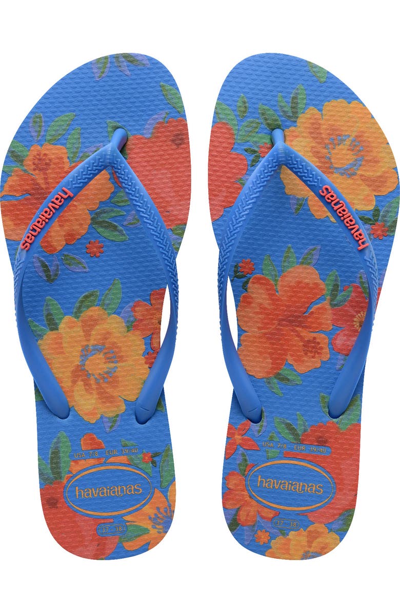 Havaianas Slim Summer Bliss Flip Flop, Alternate, color, Brilliant Blue