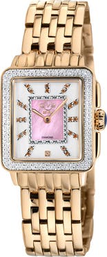 GV2 Women's Padova Limited Edition Swiss Quartz Gemstone & Diamond Accented Rectangle Watch, 27 mm x 30 mm - 0.0116 ctw