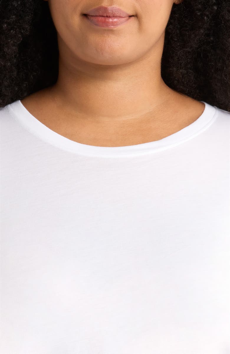 Eileen Fisher Easy Three-Quarter Sleeve Organic Cotton Jersey Top, Alternate, color, White