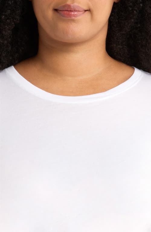 Eileen Fisher Easy Three-quarter Sleeve Organic Cotton Jersey Top In White