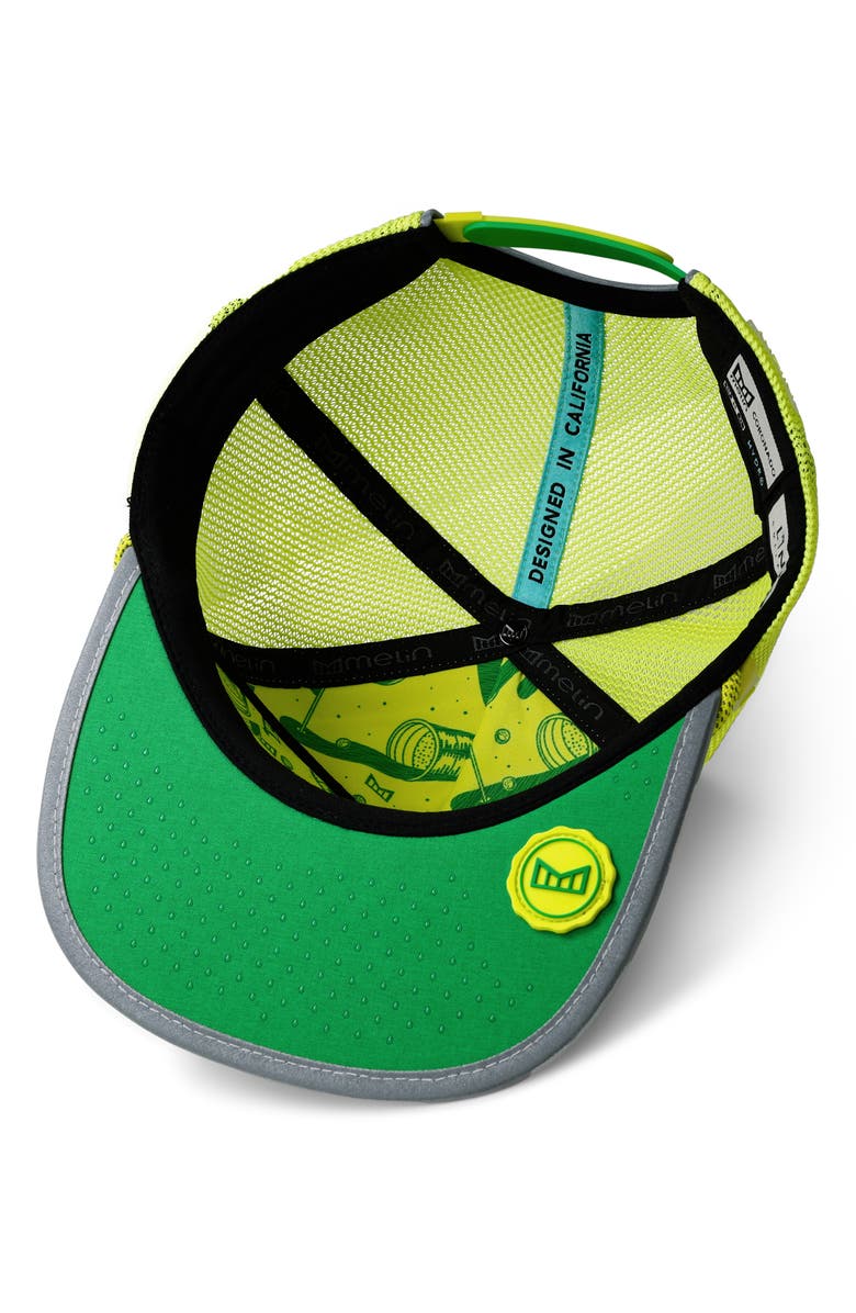 Melin Coronado Links Trashed Hydro Snapback Ball Cap, Alternate, color, Safety Green