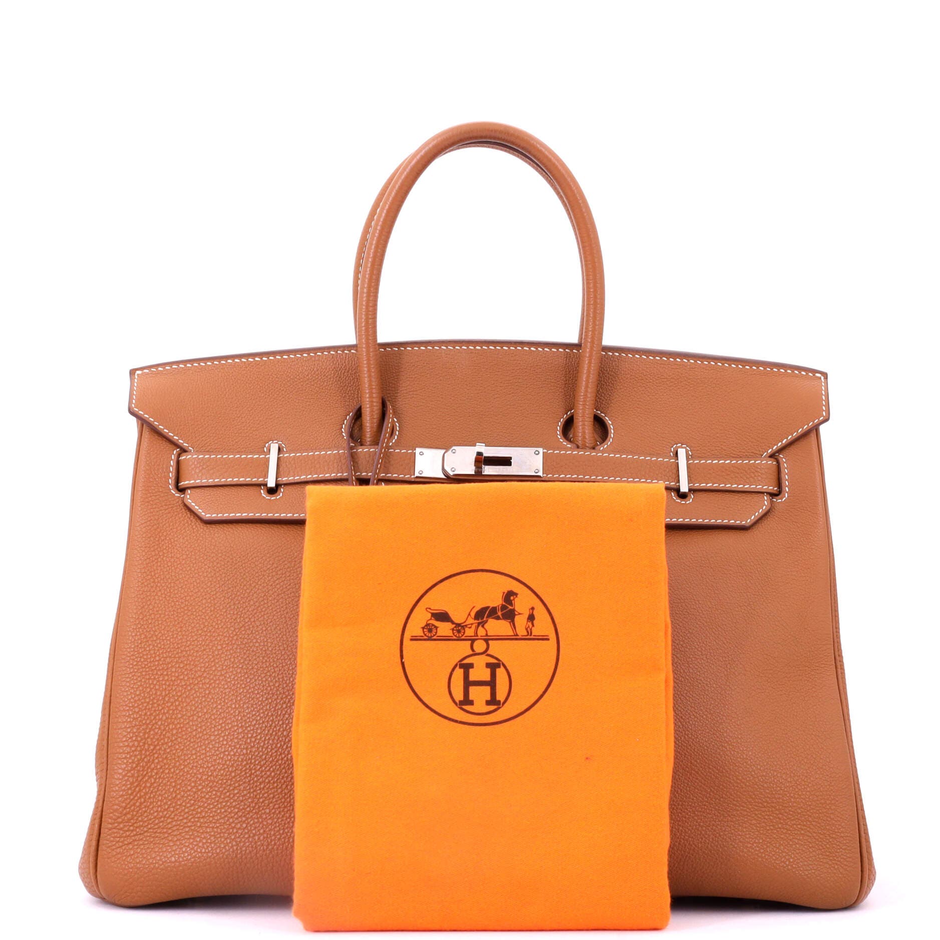 Pre-Owned Hermes Birkin Handbag Brown Togo with Palladium Hardware 35, Alternate, color, Gold