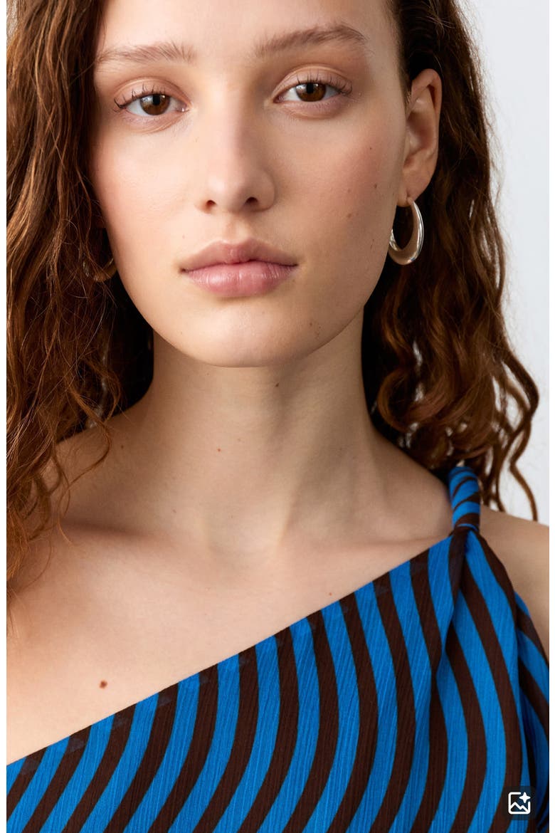 Wavy Stripe Asymmetrical Shell, Alternate, color, VIBRANT BLUE