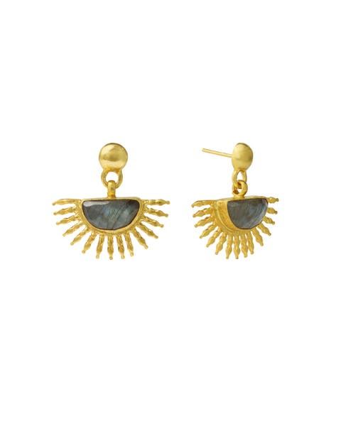 Sunrise Labradorite Drop Stud Earrings