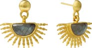 Ottoman Hands Sunrise Labradorite Drop Stud Earrings