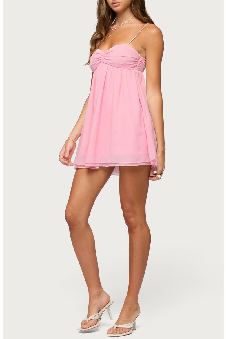 Ariellah Chiffon Babydoll Minidress, Alternate, color, PINK