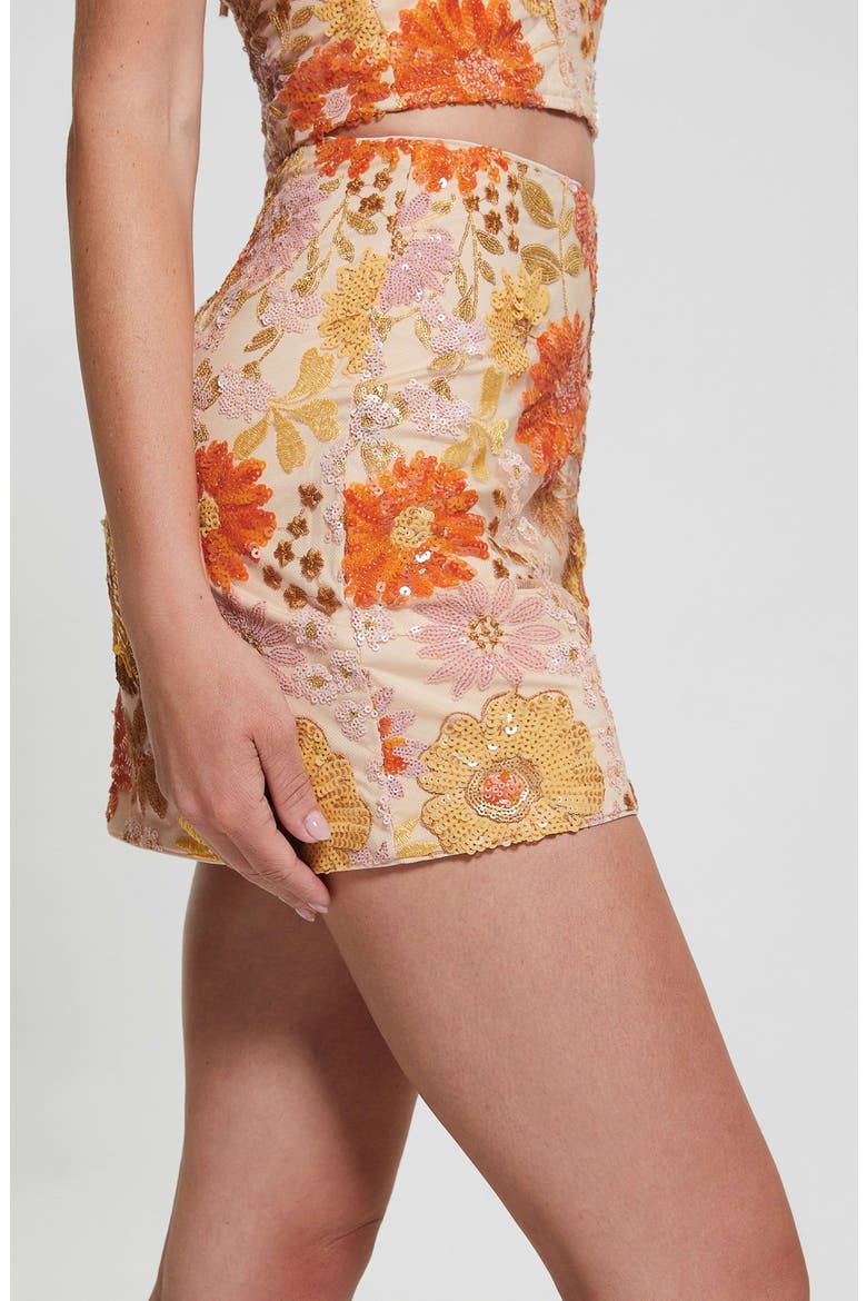 Fia Floral Sequin Miniskirt, Alternate, color, SATIN ROSE MULTI