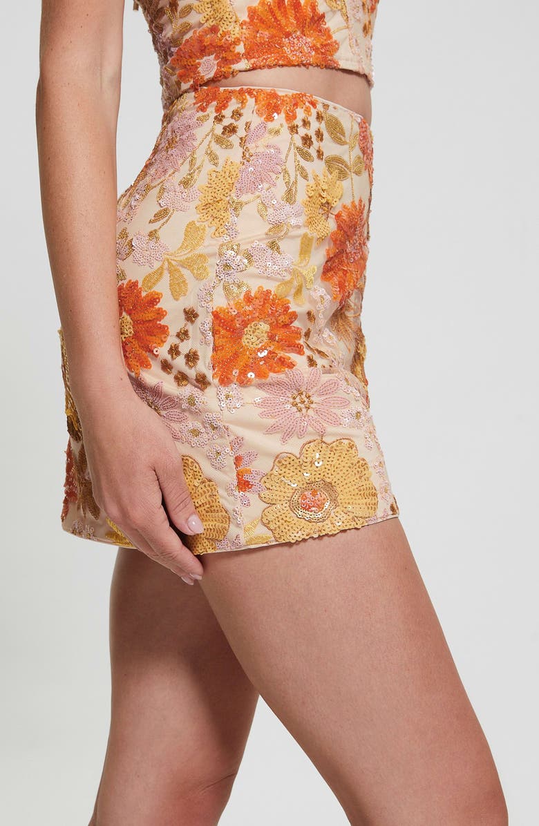 GUESS Fia Floral Sequin Miniskirt, Alternate, color, 