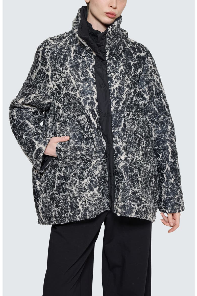 Elva Textured Coat & Hat, Main, color, Ecru Black