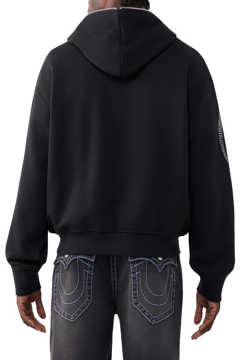 Crystal Logo Boxy Zip Hoodie, Alternate, color, JET BLACK