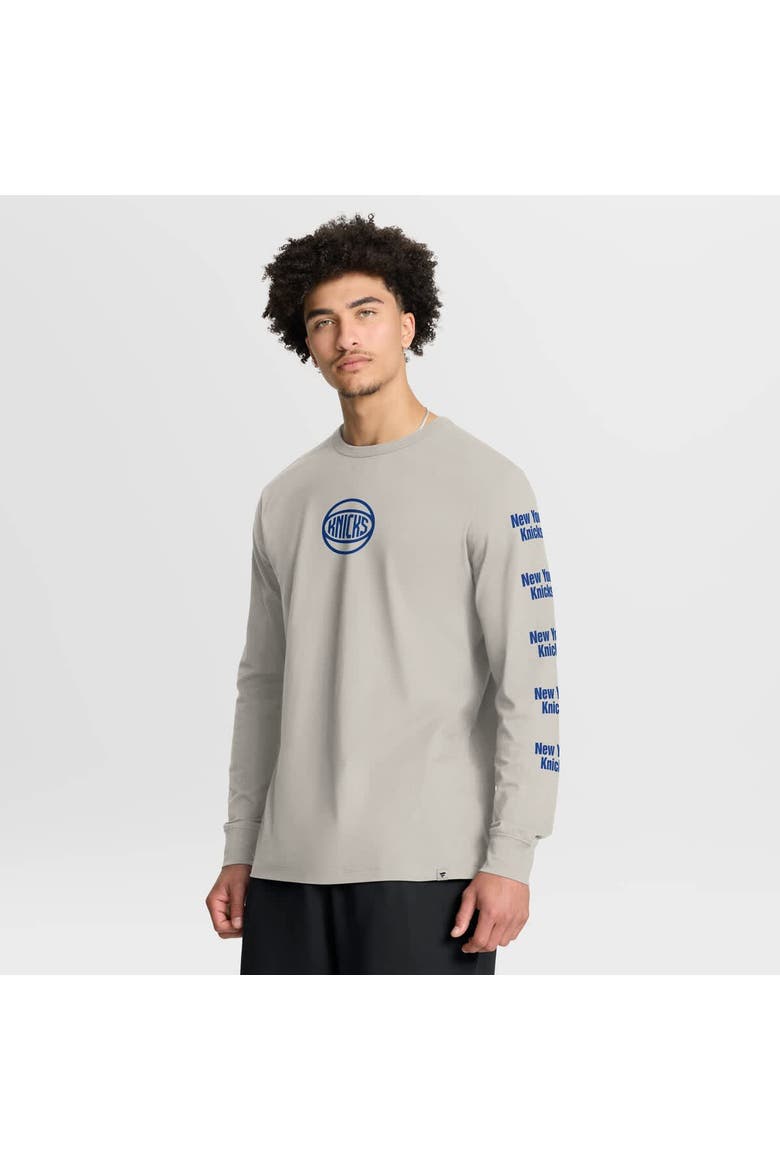 Men's Fanatics Cream New York Knicks Crossover Collection Ball Screen Action Premium Long Sleeve T-Shirt, Main, color, Cream