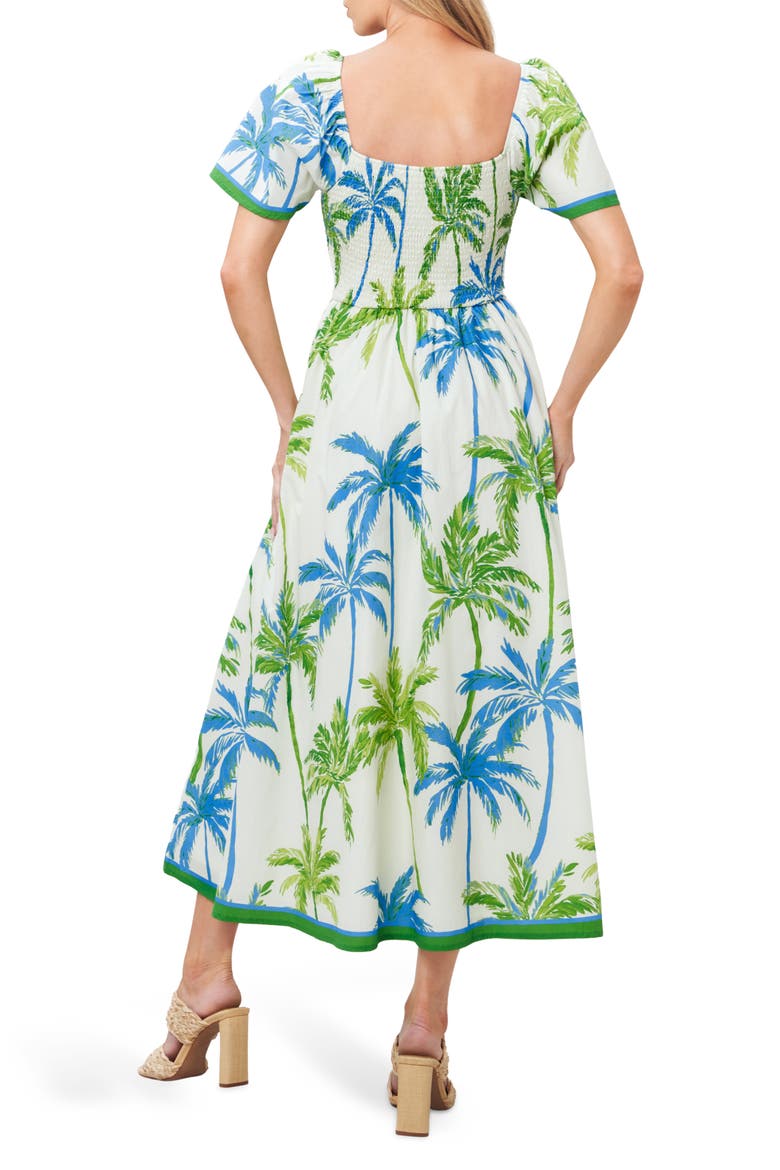Print Midi Dress, Alternate, color, WHITE/ GREEN