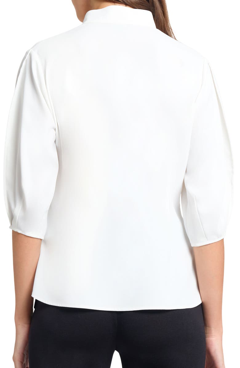 Misook Floral Embroidered Button-Up Shirt, Alternate, color, White/ Green Multi