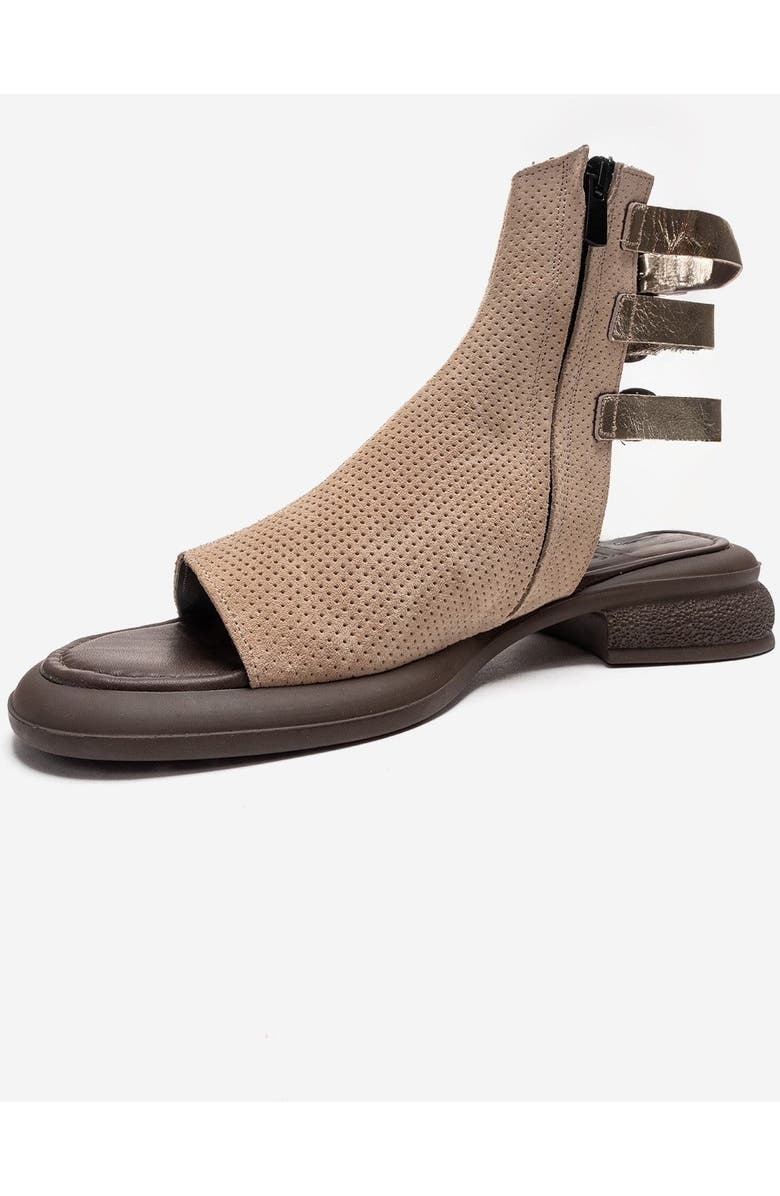 Forever & Always Shoes Carina Leather Side Zip Sandal, Alternate, color, Beige Suede