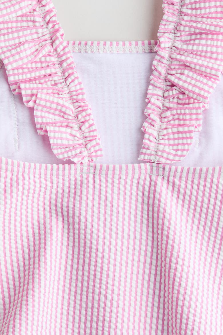 Frill-trimmed Swimsuit, Alternate, color, Pink/striped