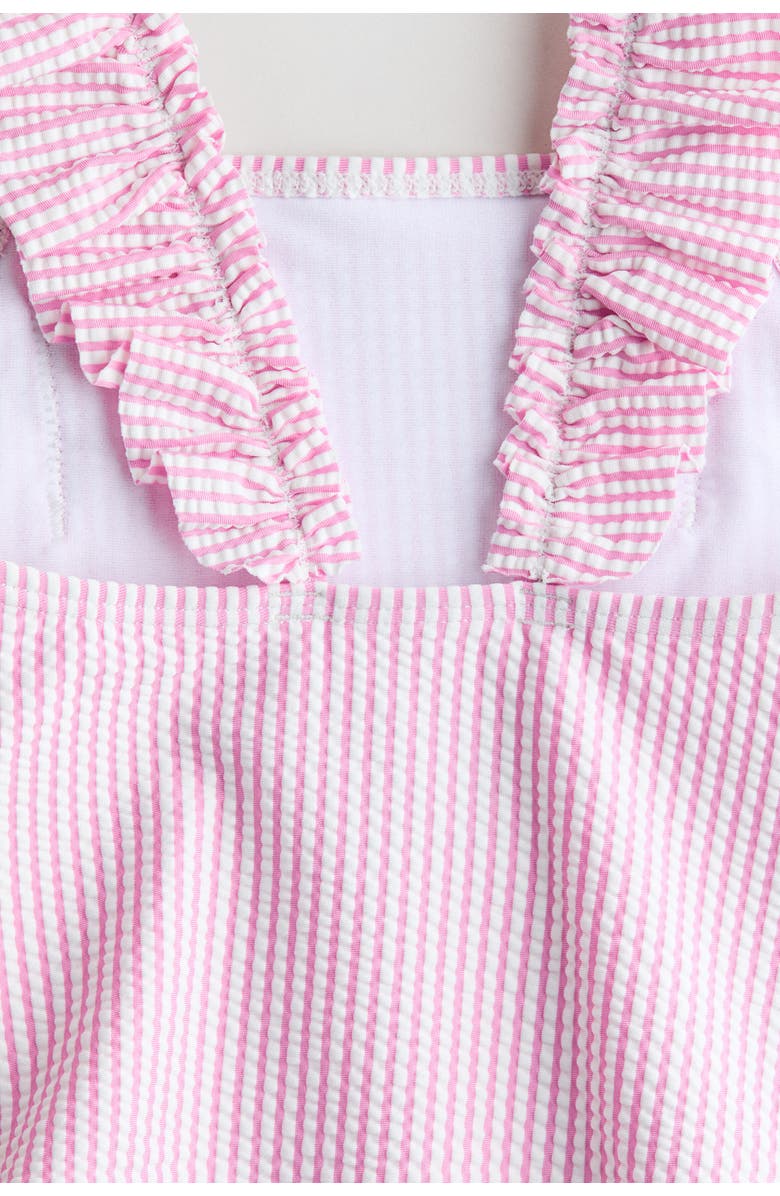 H&M Frill-trimmed Swimsuit, Alternate, color, Pink/Striped