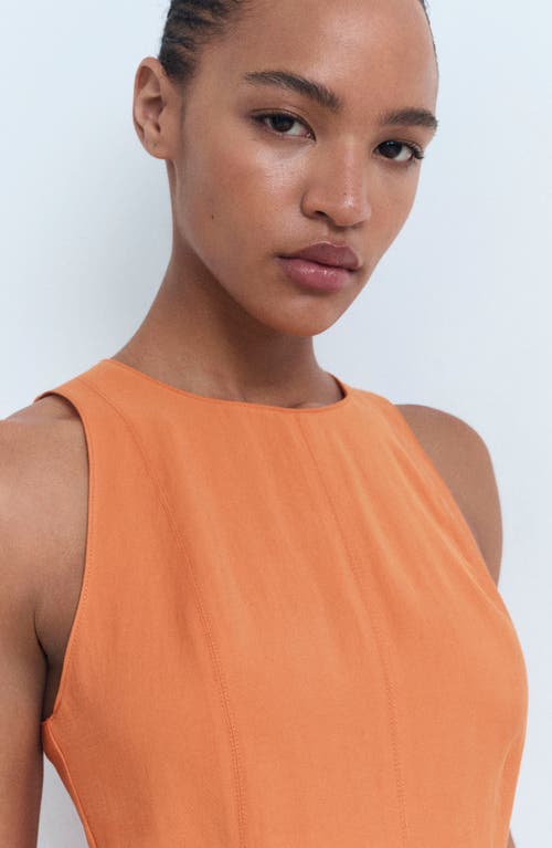 Mango Flared Midi-dress Salmon In Orange