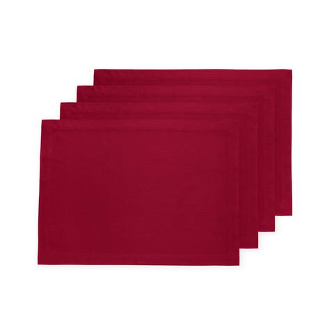 Cotton Linen Plain Placemats Set of 4, 14 x 19 Inch - Dru