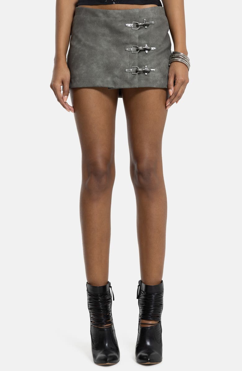 JADED LONDON Faux Leather Miniskirt, Main, color, Grey