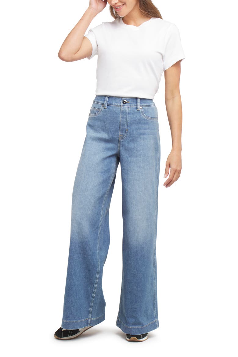 EveryWear Wide Leg Pull-On Jeans, Alternate, color, STONEWASHED BLUE
