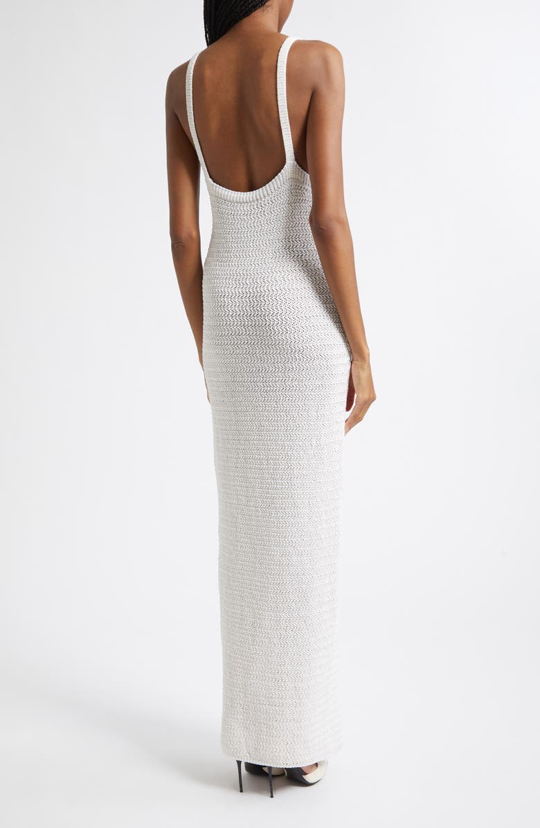 Balmain Dentelle V-Neck Sweater Dress, Alternate, color, 0Ka Natural