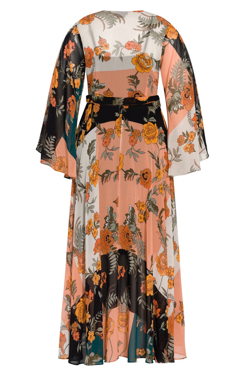 City Chic Kado Long Sleeve Wrap Maxi Dress, Alternate, color,