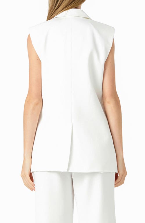 Endless Rose Oversize Padded Shoulder Linen Blend Vest In White