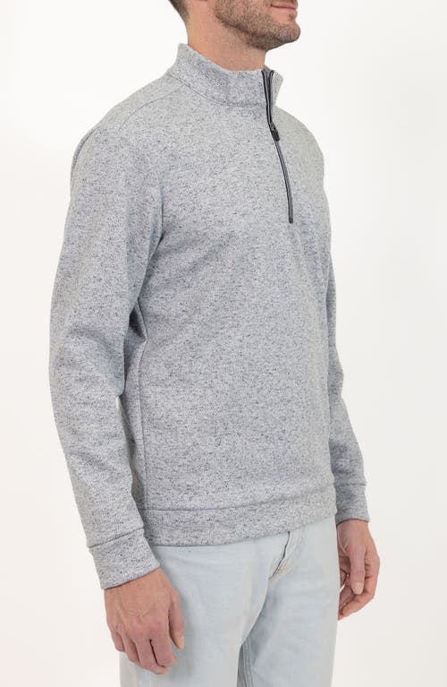 Pino By Pinoporte Men's Mockneck Zip Up Pullover In White Marled