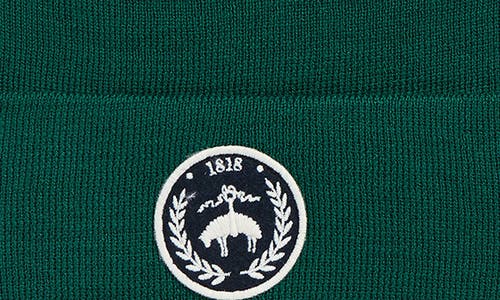 Brooks Brothers Wool Blend Patch Cuffed Beanie In Green