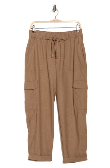 Shop Democracy Ab Leisure High Waist Utility Straight Leg Pants In Toasted Coconut