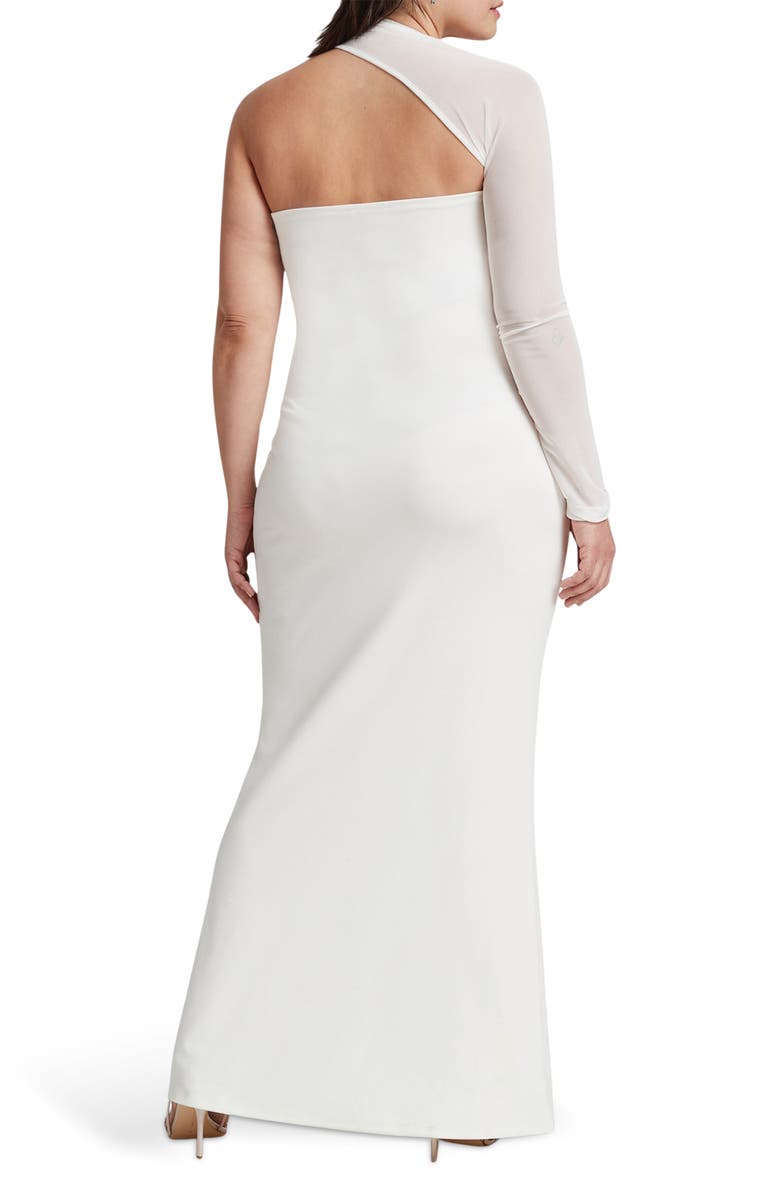 Marcella Manhattan Mesh Asymmetric Gown, Alternate, color, Off White Mesh
