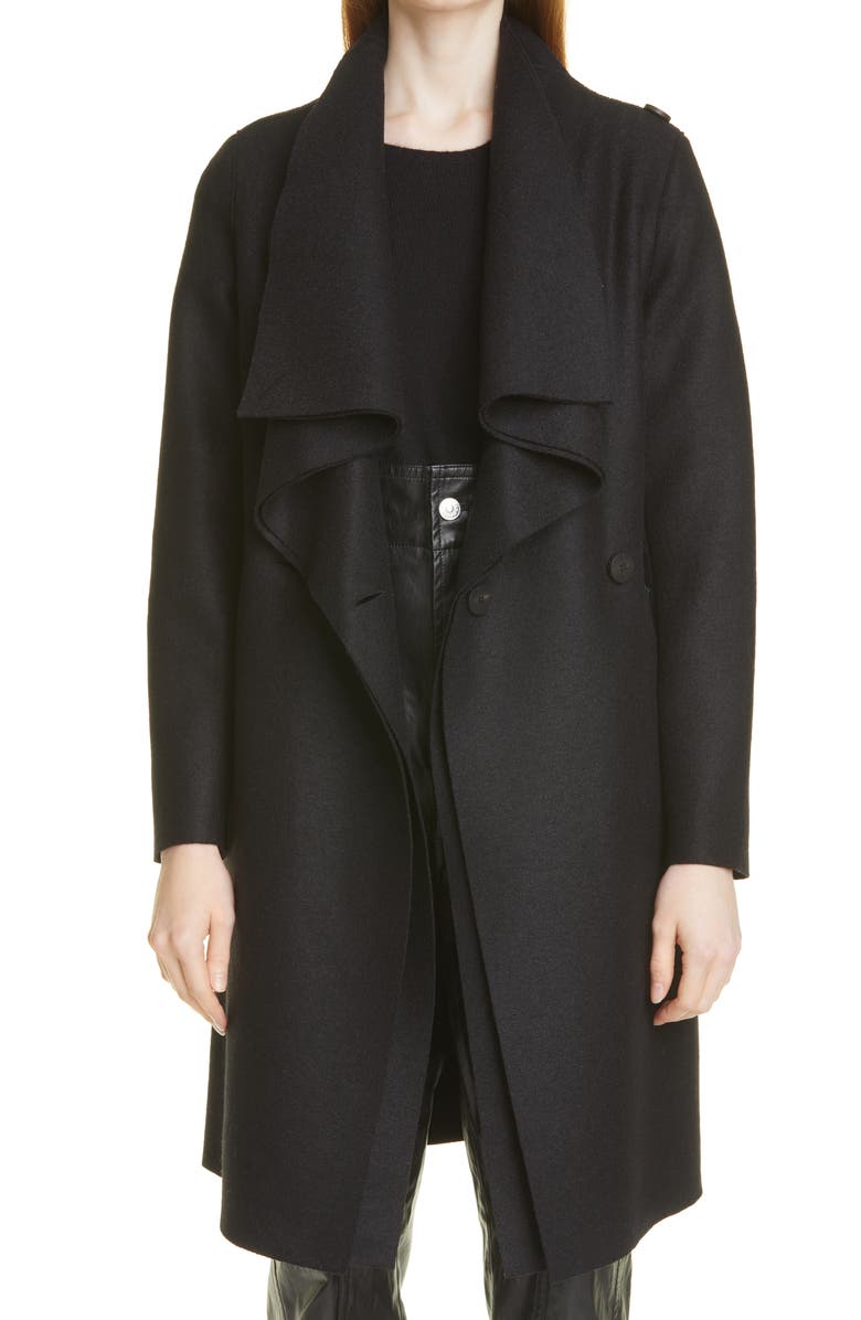 Harris Wharf London Volcano Belted Pressed Wool Coat, Main, color, 