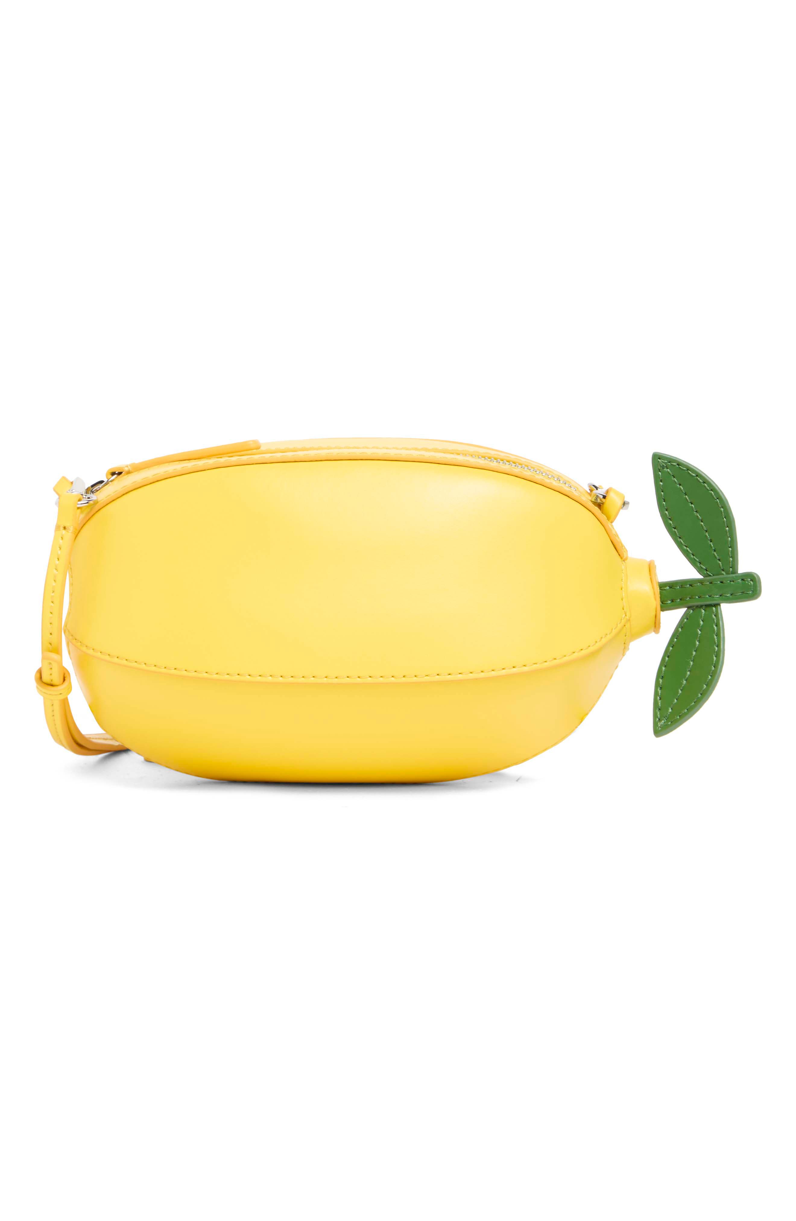 STAUD Limona Leather Shoulder Bag, Main, color, Lemon