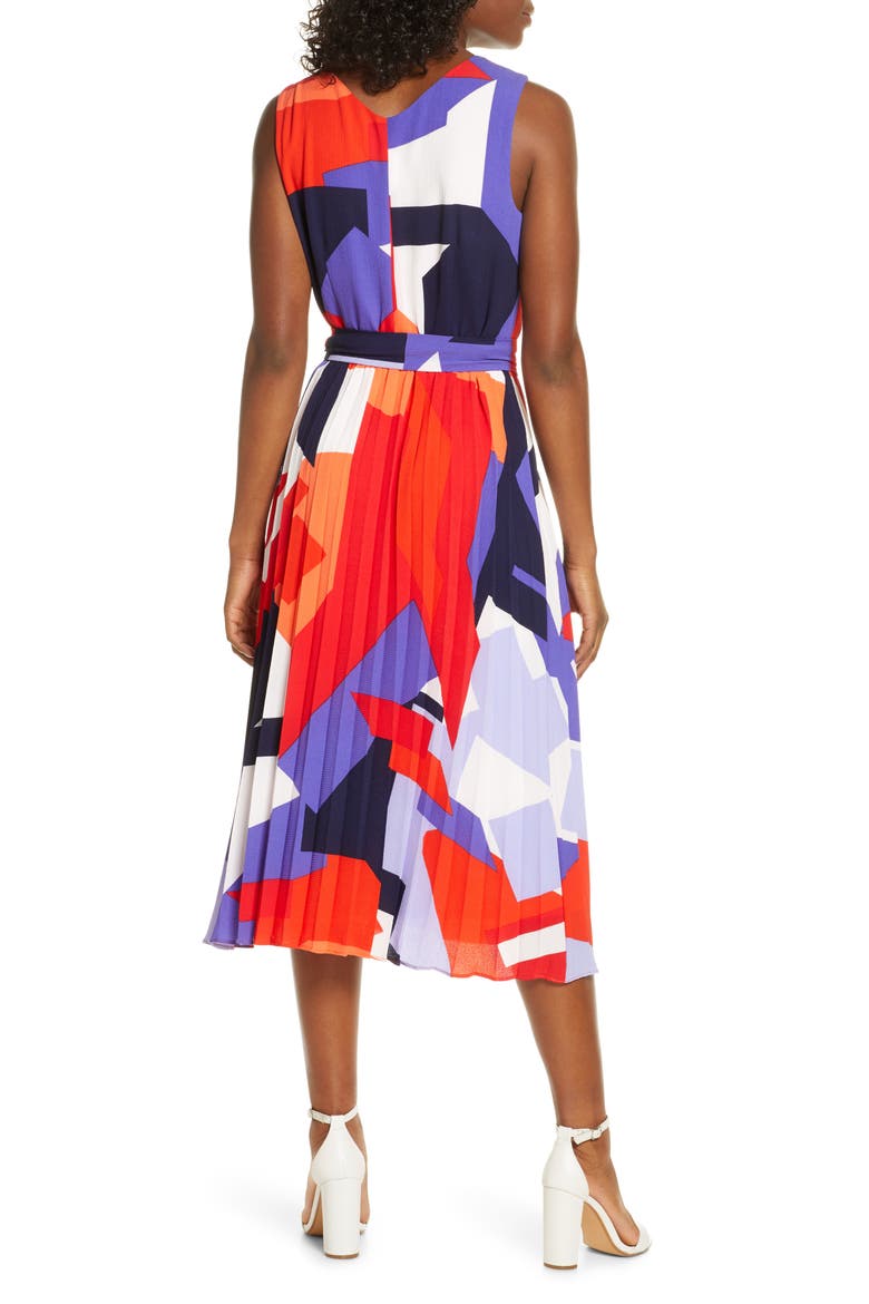 Sleeveless Fit & Flare Midi Dress, Alternate, color, RED MULTI