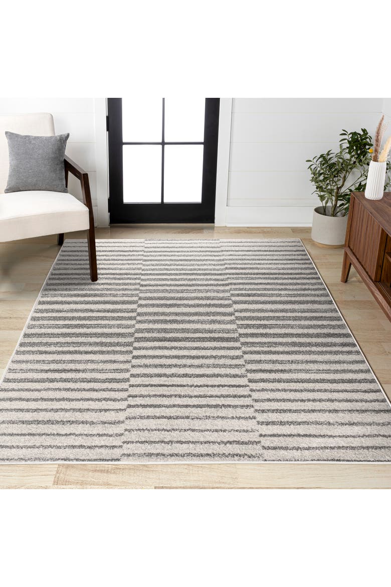 Lyla Offset Stripe Area Rug, Alternate, color, Gray/Cream