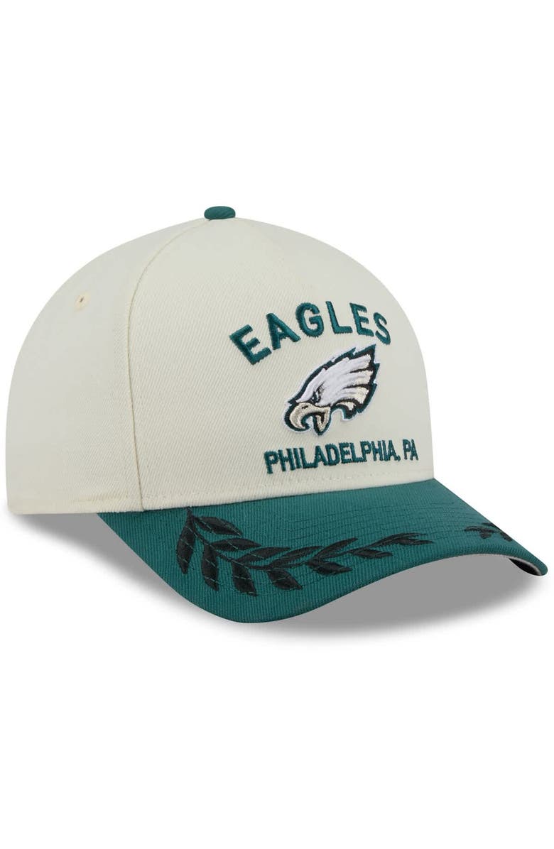 New Era Men's New Era Cream/Midnight Green Philadelphia Eagles 2025 NFL Draft 9FORTY A-Frame M-Crown Adjustable Hat, Alternate, color, Cream