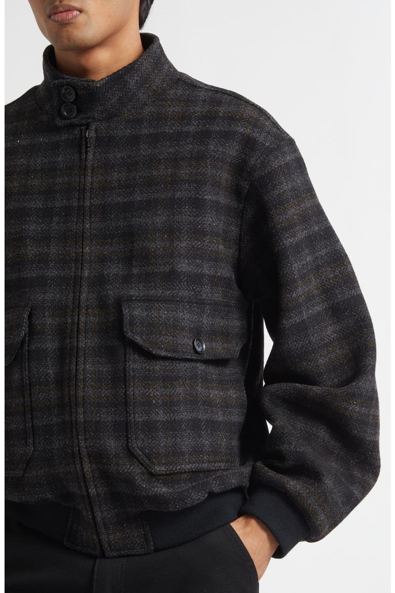 Plaid Wool Blouson Jacket, Alternate, color, CHARCOAL