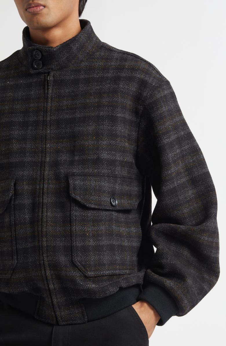 PALMES Plaid Wool Blouson Jacket, Alternate, color, Charcoal