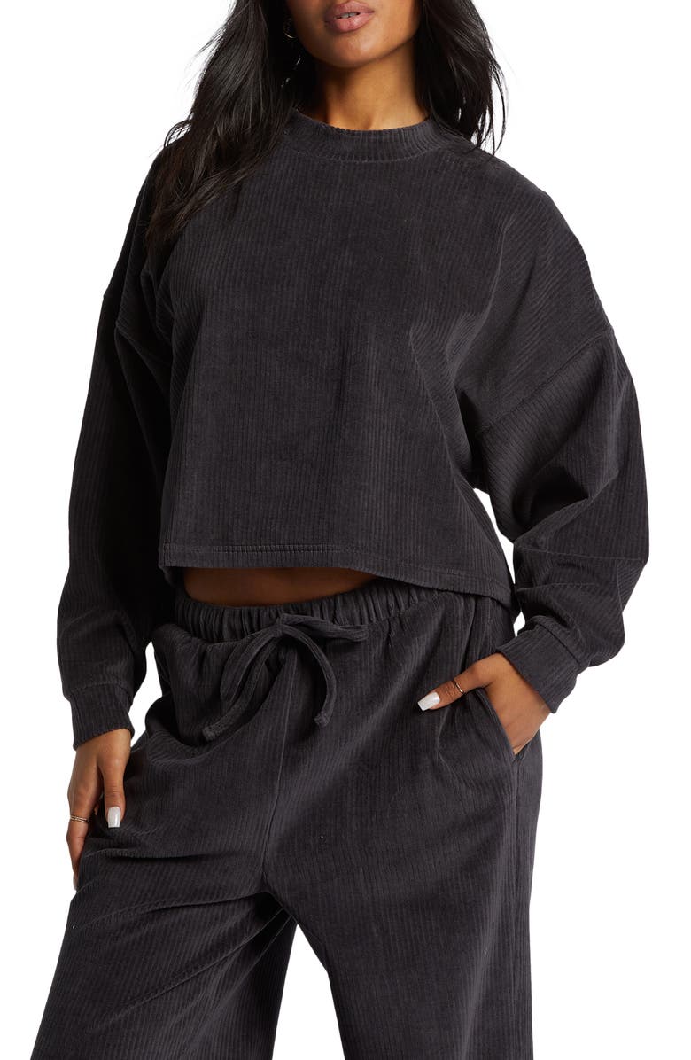Billabong Sweet Sun Ribbed Velour Sweatshirt, Main, color, 