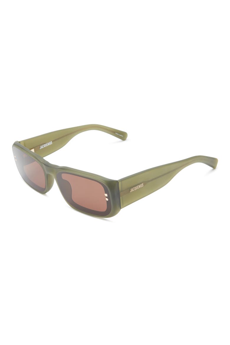 Les Lunettes Jac195 Rectangular Sunglasses, Alternate, color, SANDED GREEN/LIGHT GOLD/BROWN