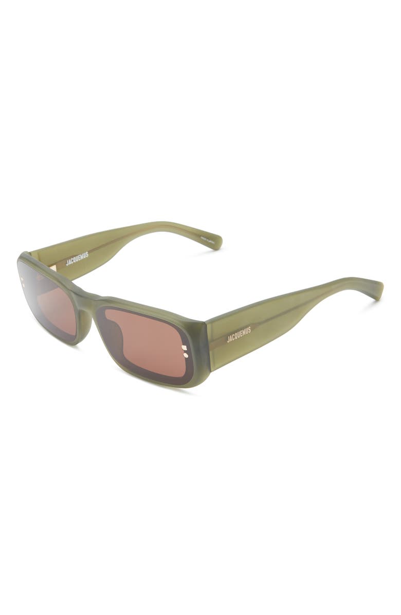 Jacquemus Les Lunettes Jac195 Rectangular Sunglasses, Alternate, color, Sanded Green/Light Gold/Brown