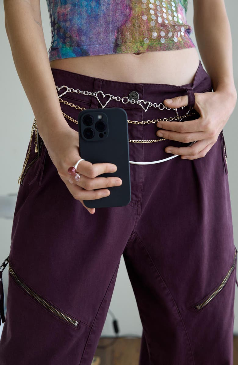 Desigual Baggy Zipper Pants, Alternate, color, Purple